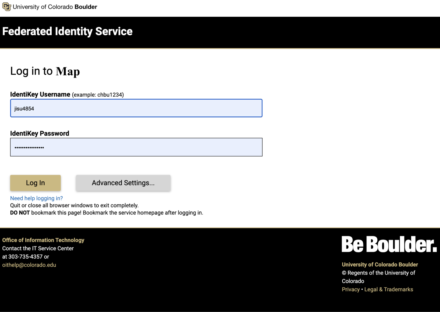 Student Account Login Screen D
